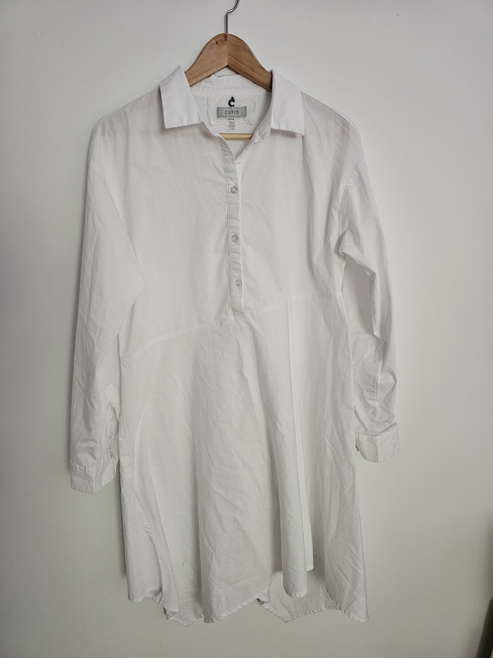 Cupio Anthropologie White Button Front Shirt Dress Size S Relaxed Fit